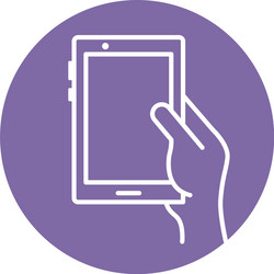 Hand using tablet device block style icon vector