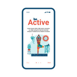 Mobile screen with active woman exercising at home vector