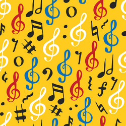 Music note seamless pattern hand drawn sketched vector