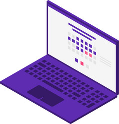 Purple laptop icon isometric style vector