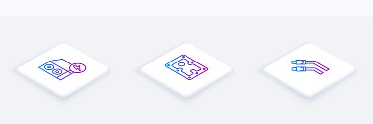 Set isometric line case of computer hard disk vector