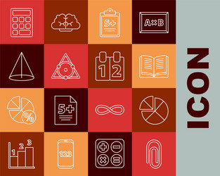 set line book with word mathematics abacus vector image