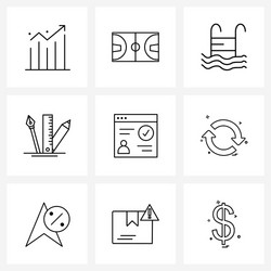 9 universal line icons for web and mobile vector image