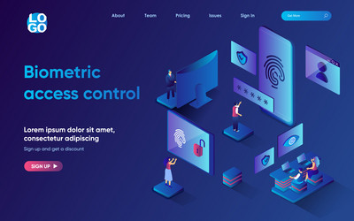 biometric access control concept 3d isometric web vector