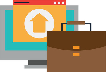 computer with upload sign and briefcase vector image
