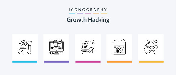 Hacking line 5 icon pack including hack browser vector