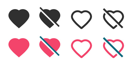 heart add like remove dislike icon graphic set ui vector image