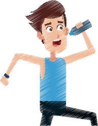 Man drinking water while running icon image vector