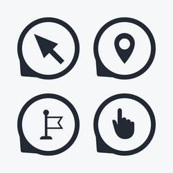 Mouse cursor icon hand or flag pointer symbols vector