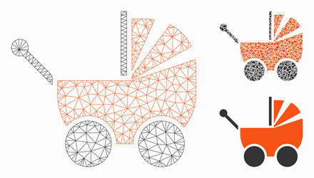 pram mesh 2d model and triangle mosaic icon vector image