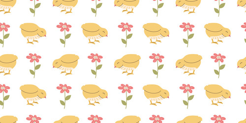 seamless pattern with chicken and flowers easter vector image