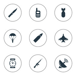 set of 9 simple army icons can be found vector image