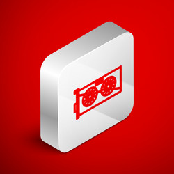 Isometric line video graphic card icon isolated vector