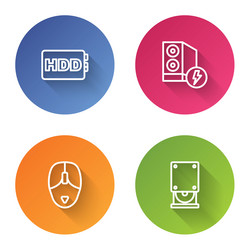 set line hard disk drive hdd case of computer vector image
