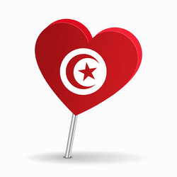 tunisian flag heart-shaped map pointer layout vector image