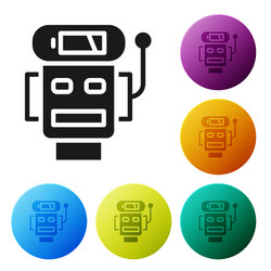 Black robot low battery charge icon isolated vector