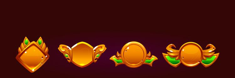 golden game buttons with fantasy frames vector