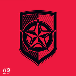 Shield with a red pentagonal soviet star vector