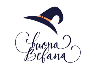 buona befana translation happy epiphany card vector