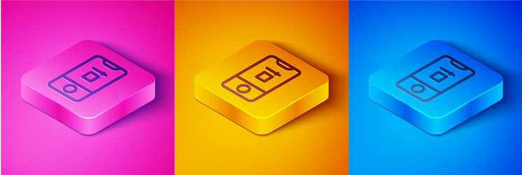 isometric line mobile phone with record frame vector image