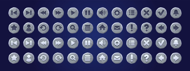 Stone texture buttons for game or app interface vector