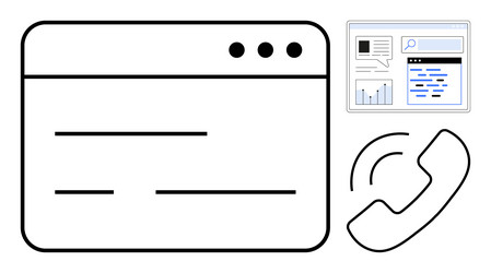 web communication interface with browser window vector image