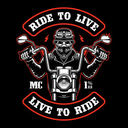 biker patch with a skull in bandana Vector Image
