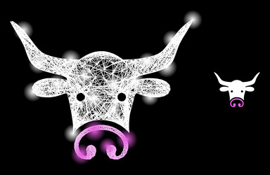 constellation net mesh bull head with lightspots vector image
