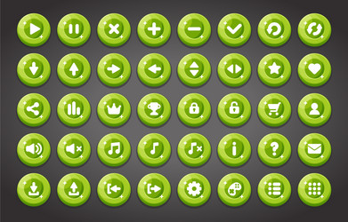 flat round game buttons in cartoon style vector image