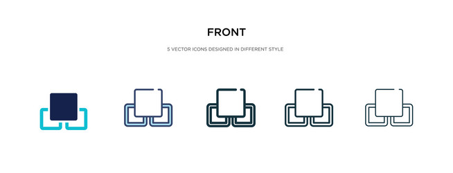 Front icon in different style two colored vector