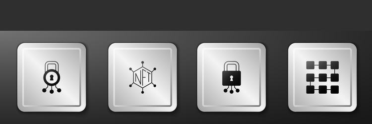 set cyber security nft blockchain technology vector image