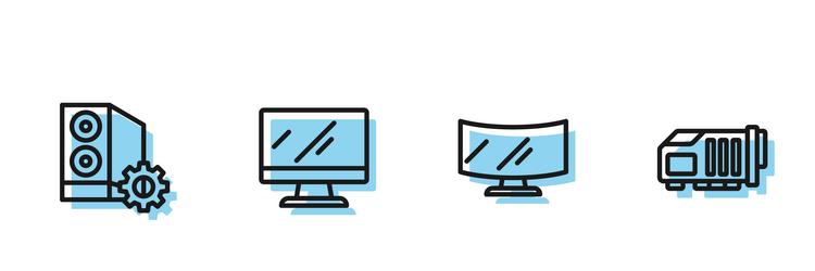 set line computer monitor screen case vector image