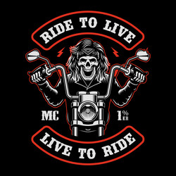 biker patch with skull on a motorcycle Vector Image