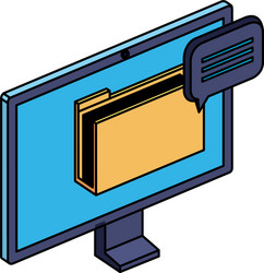 computer with folder documents files and speech vector image