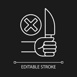 no sharp objects white linear manual label icon vector image