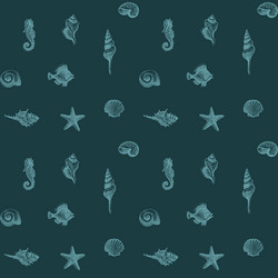 seamless pattern with seashells various shapes vector image