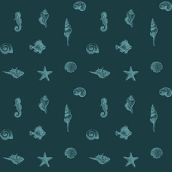 Seamless pattern with seashells various shapes vector