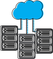 set of data base server cloud connect binary vector image
