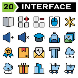 user interface icon set include book guide manual vector image