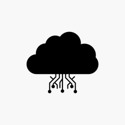 cloud computing data hosting network glyph icon vector image
