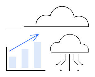 growth chart with cloud networks highlighting data vector image
