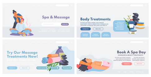 landing page design set for spa salon massage ad vector