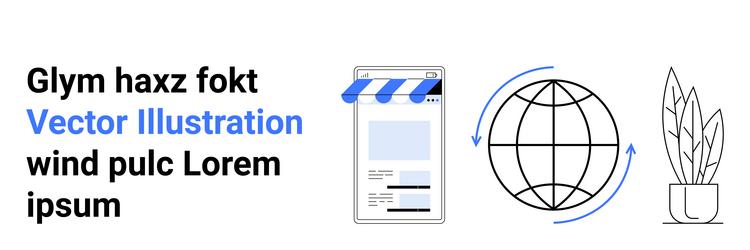 online storefront with mobile interface and global vector image