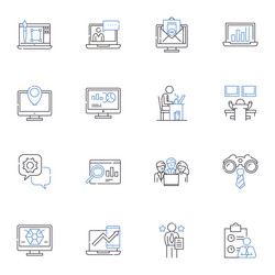 team supervision line icons collection coaching vector