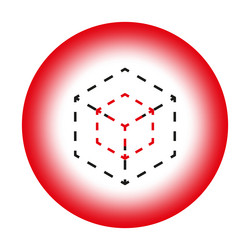 3d cube icon dashed lines structure red gradient vector image