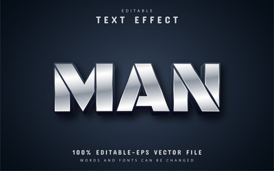 Man text metallic style effect vector