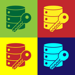 pop art server security with key icon isolated vector image