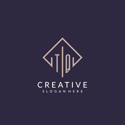 tq initial monogram logo with rectangle style vector image