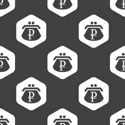 Black hexagon ruble purse pattern vector