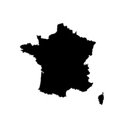 France Map - Black Silhouette Vector Image